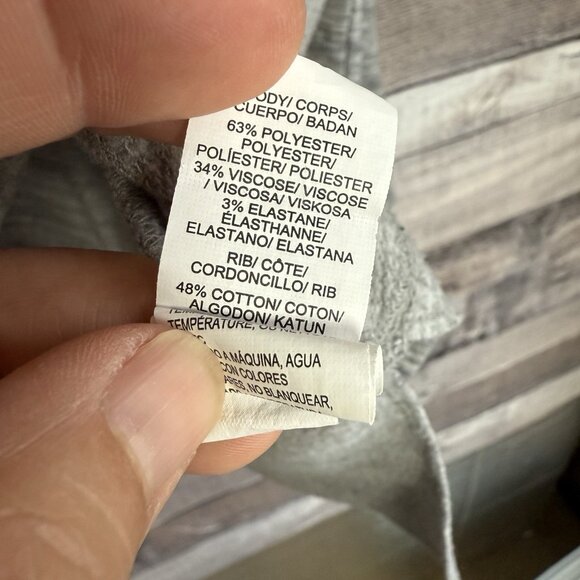 Lucky Brand Fleece Hooded Pullover-Small-Heather Gray-Lace Up-High Low Hem- - Picture 8 of 11